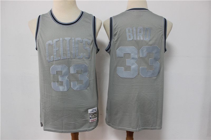 Men Boston Celtics 33 Bird Grey Vintage Limited Edition NBA Jersey
